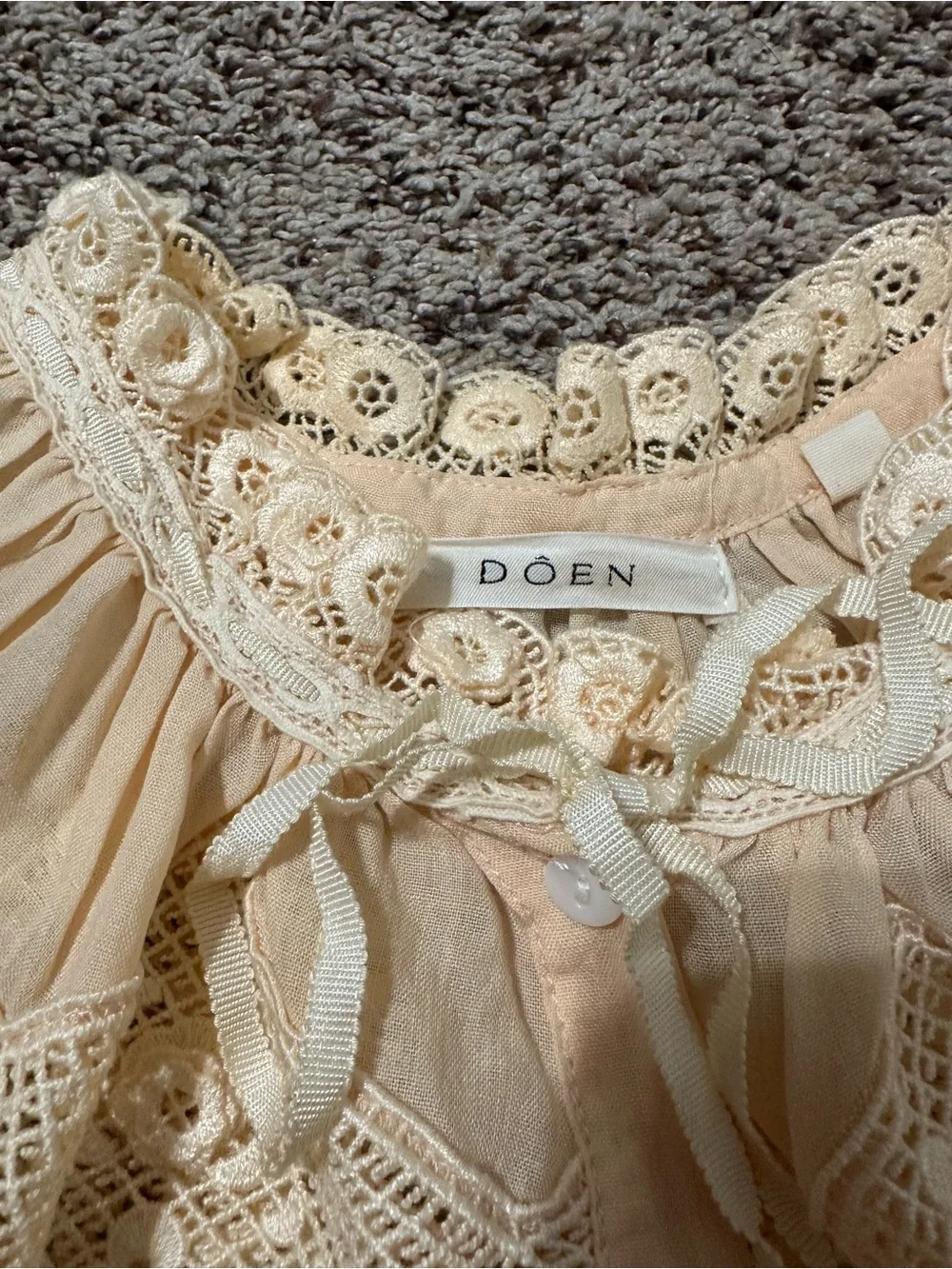 Doen AGATHA TOP   Cotton Lace-Yoke Peasant Blouse gorgeous S